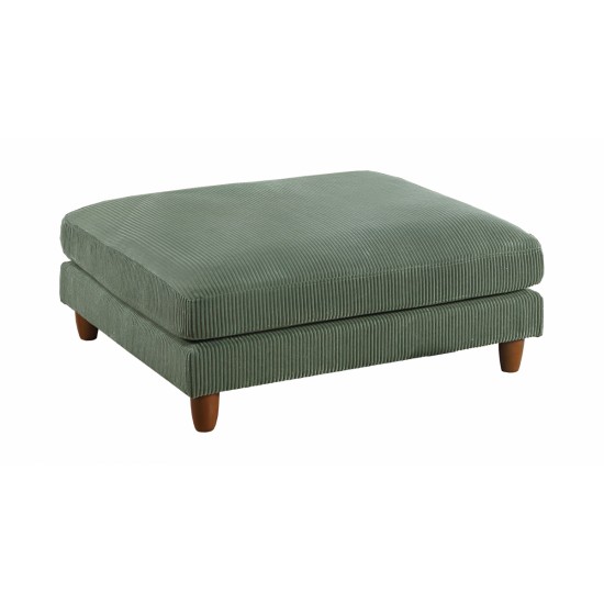 Living Room Furniture 1pc Cocktail Ottoman Sage Color Corduroy Cushion Extra Large Ottoman Wood Legs