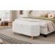 Elegant Upholstered Sherpa Fabric  Storage Ottoman with Wood Legs, Storage Bench for Bedroom, Living Room, White