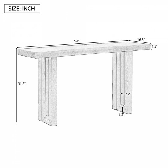 U_STYLE Uniquely Designed Oak Veneer Console Table with Distinctive Side Shapes, Suitable for Entryway, Hallway, Living Room, Foyer, Corridor