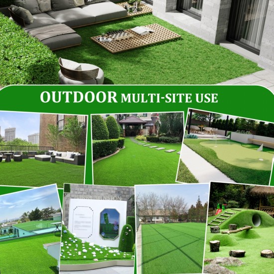 5FTX8FT Outdoor Artificial Grass Runner Rug, Thick Realistic Fake Grass Roll Decor Patio Balcony Garden Lawn, Dog Pets Turf Drain Mat, 1.38 Inch Pile Height