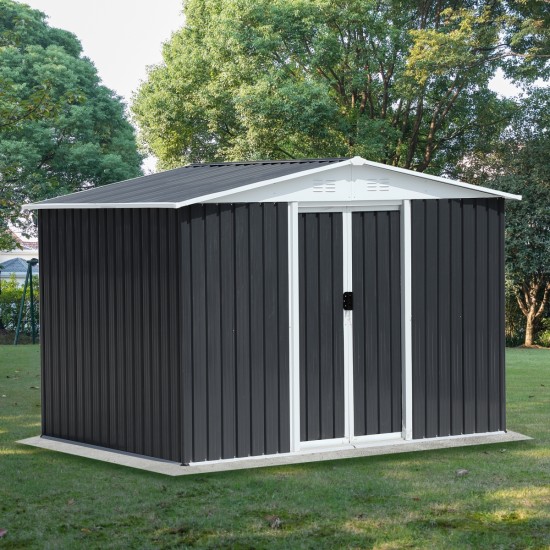 Outdoor Storage Garden Shed 8FTx6FT Apex Roof Grey