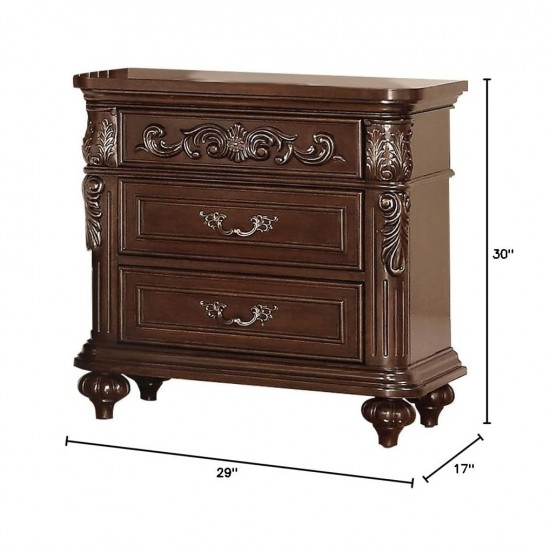 Traditional Antique Walnut 1pc Nightstand Bedroom Furniture Cherry Veneer 2-Drawers Hanging Pull Bedside Table