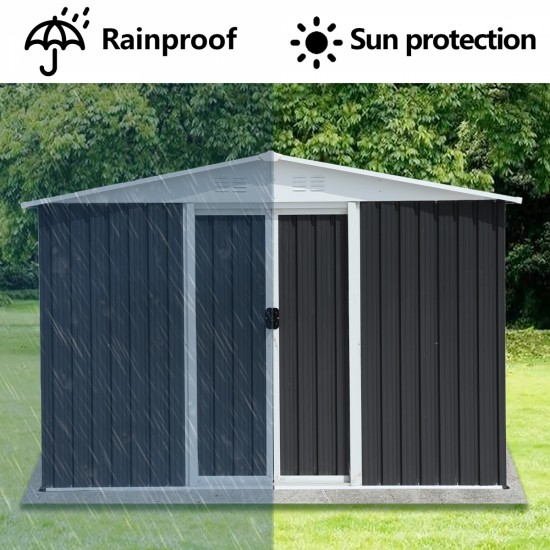 Outdoor Storage Garden Shed 8FTx6FT Apex Roof Grey