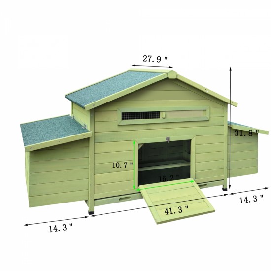 Wooden Chicken Coop Outdoor Hen House Poultry Cage with 2 Sides Large Nesting Boxes,2 Free-range Doors