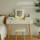 Vanity Desk Set with LED Lighted Mirror & Power Outlet, Flip Top Makeup Vanity Table with Drawers & Cabinet, for Bedroom, Bathroom,