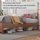 Queen Size Bed Frame with Upholstered Headboard, Queen Bed Frame with Charging Station and LED Lights, Wood Slats, Beige Linen,  No Box Spring Needed, Easy Assembly