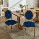 French Style Solid Wood Frame Antique Painting,Hand-pulled buckle decoration Velvet artificial leather Dining Chair with Nailhead Trim ,Wood Legs,Steel Spring inner,Set of 2,Blue,SW1739BL