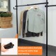 Telescopic Garment Rack, Heavy Duty Design Movable DIY By Hand No Damage to Wall Ceiling Hanging Rail, 31-47in Wide Adjustable, 120 Kilogram Loading, Reach Hook Included,Black