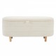 Elegant Upholstered Sherpa Fabric  Storage Ottoman with Wood Legs, Storage Bench for Bedroom, Living Room, White