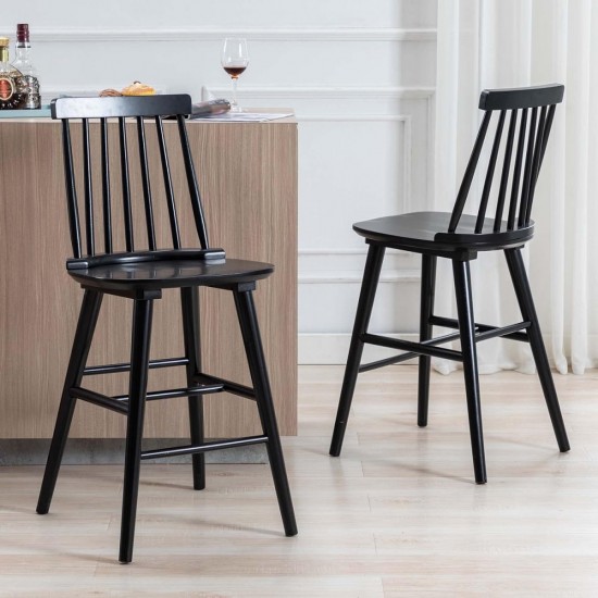 Wood Bar Stools Set of 2,Farmhouse Counter Stools 24