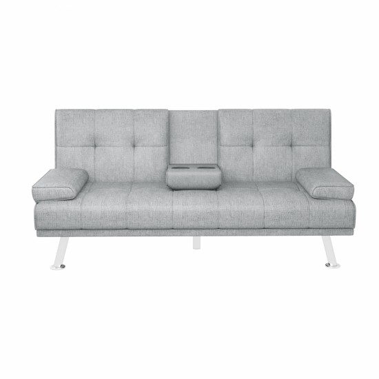 LIGHT GREY FOLDABLE SOFA BED WITH CUP HOLDER