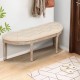 48 Inch Halfmoon Entryway Bench Tufted Semi Circle Ottoman Bench Seat French Style Upholstered Bed End Bench for Foyer Mudroom Bedroom