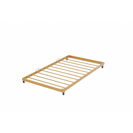 Daybed, sofa bed metal framed with trundle twin size, golden, 77'' L x 40.6'' W x 14.5''H