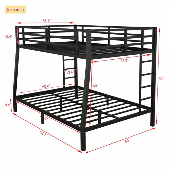 Metal Full XL over Queen Bunk Bed for Teens and Adults,Space-Saving/Noise Reduced/No Box Spring Needed(Expect arrive date 2024/6/27)