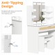 Vanity Desk Set Stool & Dressing Table with LED Lighting Mirror Drawer and Compartments Modern Wood Cosmetic Table Chest of Drawers White Color