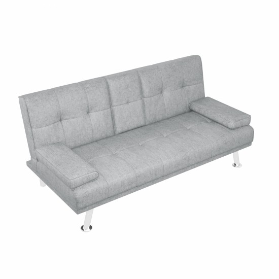 LIGHT GREY FOLDABLE SOFA BED WITH CUP HOLDER