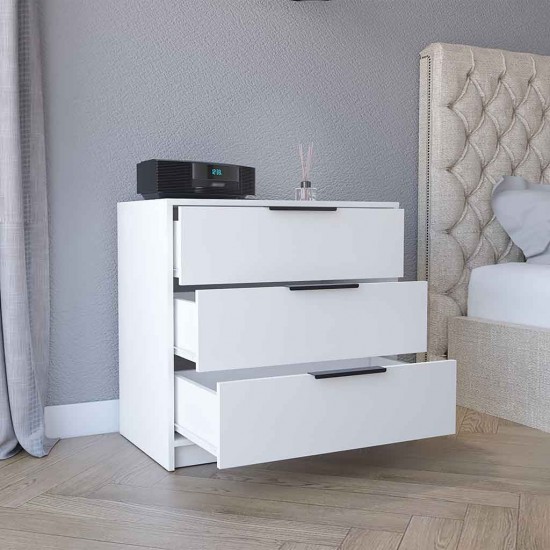 Kaia 3 Drawers Dresser, Superior Top -White