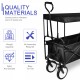 YSSOA Heavy Duty Folding Portable Hand Cart with Removable Canopy, 8'' Wheels, Adjustable Handles and Double Fabric for Shopping, Picnic, Beach, Camping