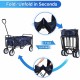 YSSOA Rolling Collapsible Garden Cart Camping Wagon, with 360 Degree Swivel Wheels & Adjustable Handle, 220lbs Weight Capacity,Blue