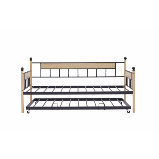 Daybed, sofa bed metal framed with trundle twin size, black, 77''L x 40.6'' W x 14.5'' H