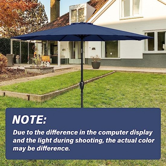 9' Patio Umbrella Replacement Canopy Outdoor Table Market Yard Umbrella Replacement Top Cover, Dark Blue