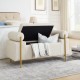 Elegant Upholstered Linen Storage Bench with Cylindrical Arms and Iron Legs for Hallway Living Room Bedroom, Beige