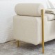 Elegant Upholstered Linen Storage Bench with Cylindrical Arms and Iron Legs for Hallway Living Room Bedroom, Beige