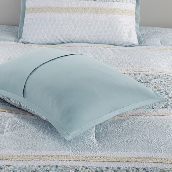 5 Piece Seersucker Comforter Set with Throw Pillows