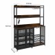 Coffee Bar Cabinet with Power Outlet, Industrial Buffet Cabinet with LED Strip and Glass Holder, 3-Tiers Liquor Cabinet Bar for Home, Dining Room, Kitchen, Vintage Brown