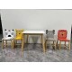 5 Piece Kiddy Table and Chair Set , Kids Wood Table with 4 Chairs Set Cartoon Animals (bigger table) (3-8 years old)