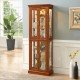 Curio Cabinet Lighted Curio Diapaly Cabinet with Adjustable Shelves and Mirrored Back Panel, Tempered Glass Doors (Walnut, 6 Tier), (E26 light bulb not included)