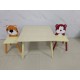 Kids Table and 2 Chairs Set, 3 Pieces Toddler Table and Chair Set, Wooden Activity Play Table Set (Bear&Tiger)