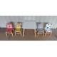 5 Piece Kiddy Table and Chair Set , Kids Wood Table with 4 Chairs Set Cartoon Animals (bigger table) (3-8 years old)