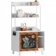 Graffiti the litter box Enclosure with 2 Storage Shelves and 1 Doors, Hidden Cat Litter Box Enclosure Furniture with Shelf, Indoor Cat House Furniture for Most of Litter Box,White