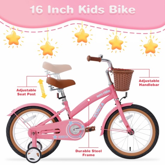 Multiple Colors,Girls Bike  for 4-7Years Old Kids,16 inch  wheel ,Training Wheels Included