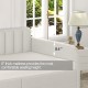 Flora Upholstered Daybed with 2 Drawers, Twin, Ivory Boucle, Ribbed Tufted Backrest, Daybed in Lavish Modern Design