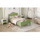 Girl's Love Princess Bed Macaron Twin Size Toddler Bed with Side Safety Rails and Headboard and Footboard, Oliver Green