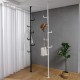 Adjustable Laundry Pole Clothes Drying Rack Coat Hanger DIY Floor to Ceiling Tension Rod Storage Organizer for Indoor, Balcony - White