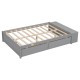 Full Size Bed with Storage Case, 2 Storage drawers, Lengthwise Support Slat,Grey