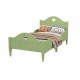 Girl's Love Princess Bed Macaron Twin Size Toddler Bed with Side Safety Rails and Headboard and Footboard, Oliver Green