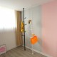 Adjustable Laundry Pole Clothes Drying Rack Coat Hanger DIY Floor to Ceiling Tension Rod Storage Organizer for Indoor, Balcony - White