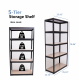 Storage Shelves -  5 Tier Adjustable Garage Storage Shelving, Heavy Duty Metal Storage Utility Rack Shelf Unit for Warehouse Pantry Closet Kitchen, 23.6 Inch x 15.7 Inch x 47.2 Inch, Black