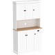 71 Inch Kitchen Pantry Storage Cabinet with Microwave Oven Countertop, Freestanding Hutch Cabinet with Adjustable Shelves, 6 Doors and 1 Drawer-White