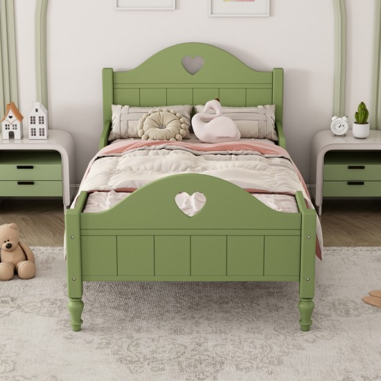 Girl's Love Princess Bed Macaron Twin Size Toddler Bed with Side Safety Rails and Headboard and Footboard, Oliver Green