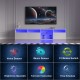 TV Console with Storage Cabinets, 82.6 Inch Long LED TV Stand with Full RGB Color Selection, 31 Modes Changing Lights Modern Entertainment Center with Power Cord (White, for 75/80 inches TV)