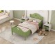 Girl's Love Princess Bed Macaron Twin Size Toddler Bed with Side Safety Rails and Headboard and Footboard, Oliver Green