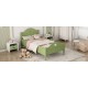 Girl's Love Princess Bed Macaron Twin Size Toddler Bed with Side Safety Rails and Headboard and Footboard, Oliver Green