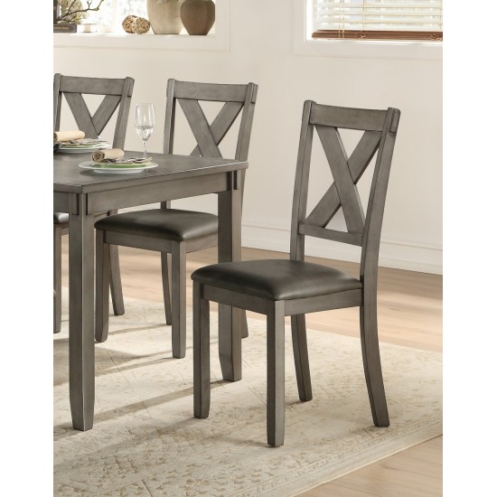 Transitional 6-Piece Dining Set Gray Finish Dining Table Bench 4x Side Chairs Upholstered Seats Wooden Dining Kitchen Furniture