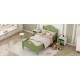 Girl's Love Princess Bed Macaron Twin Size Toddler Bed with Side Safety Rails and Headboard and Footboard, Oliver Green