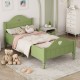 Girl's Love Princess Bed Macaron Twin Size Toddler Bed with Side Safety Rails and Headboard and Footboard, Oliver Green